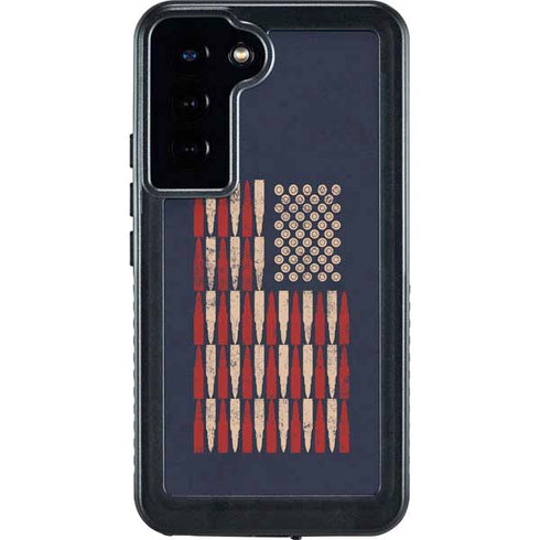Blue Bullet American Flag Galaxy S24 Plus Waterproof Case